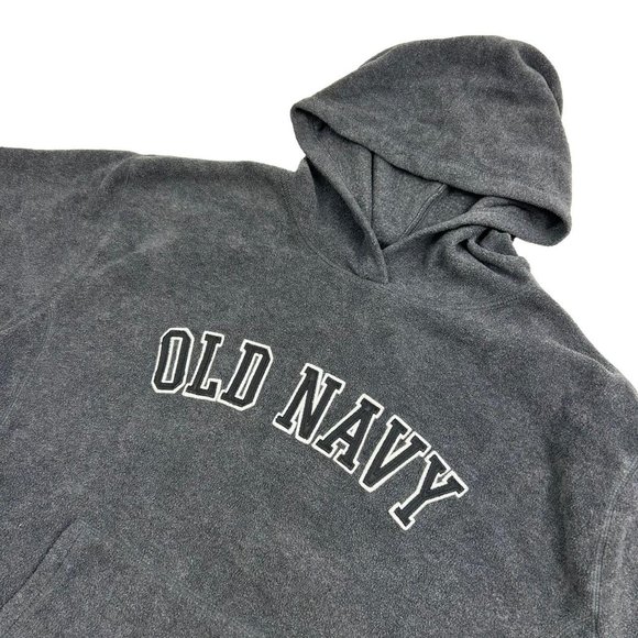 OLD NAVY Gray Full Sleeved Embroidered Big Logo Fleece Hoodie Mens XXL - Picture 3 of 4